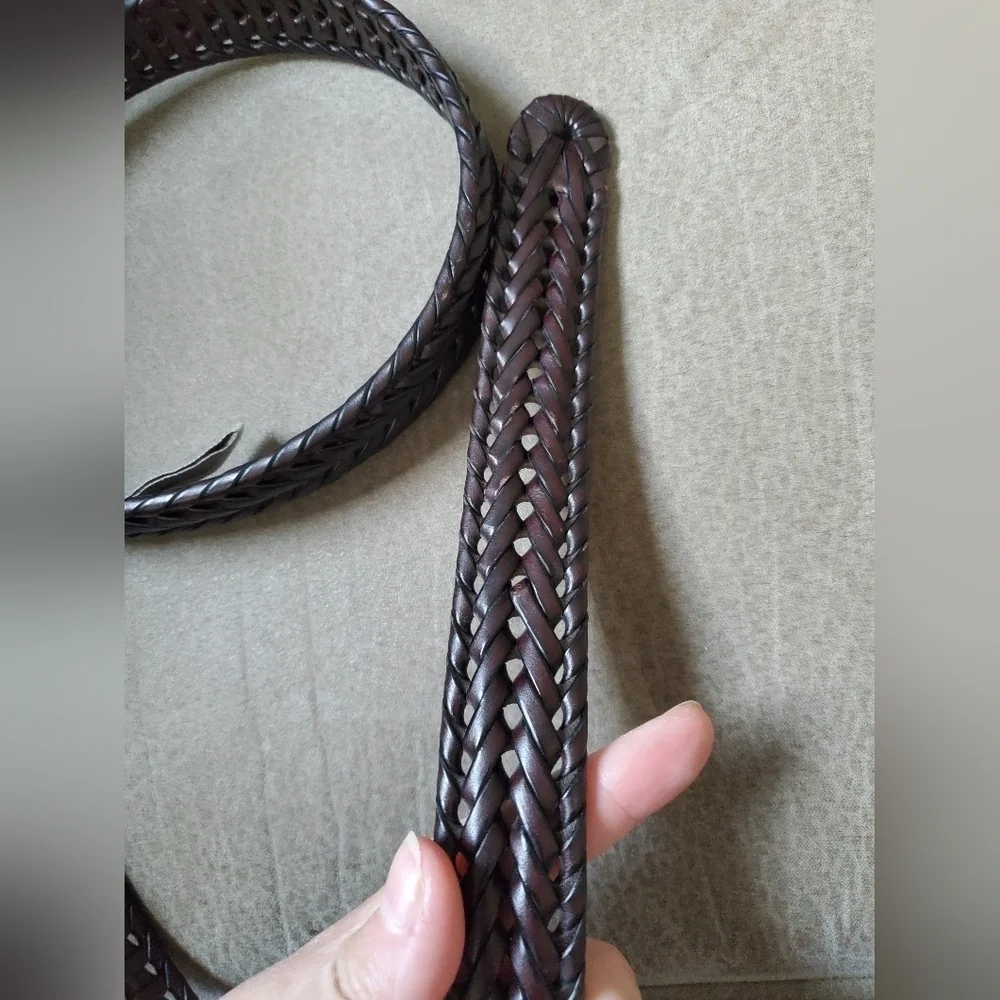 Fossil Men's Brown Woven Leather Belt In Myles  Cognac Size 38